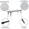 86'' Oval Wave Activity Table Set with 18'' Student Stack Chairs, Grey/Black - Flash Furniture