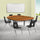 86'' Oval Wave Activity Table Set with 18'' Student Stack Chairs, Oak/Black - Flash Furniture