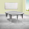 2 Piece 76'' Wave Grey Thermal Activity Table Set - Standard Height Legs - Flash Furniture
