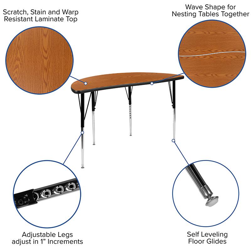 2 Piece 76'' Wave Oak Thermal Activity Table Set - Standard Height Legs - Flash Furniture