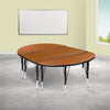 2 Piece 76'' Wave Oak Thermal Activity Table Set - Height Adjustable Short Legs - Flash Furniture
