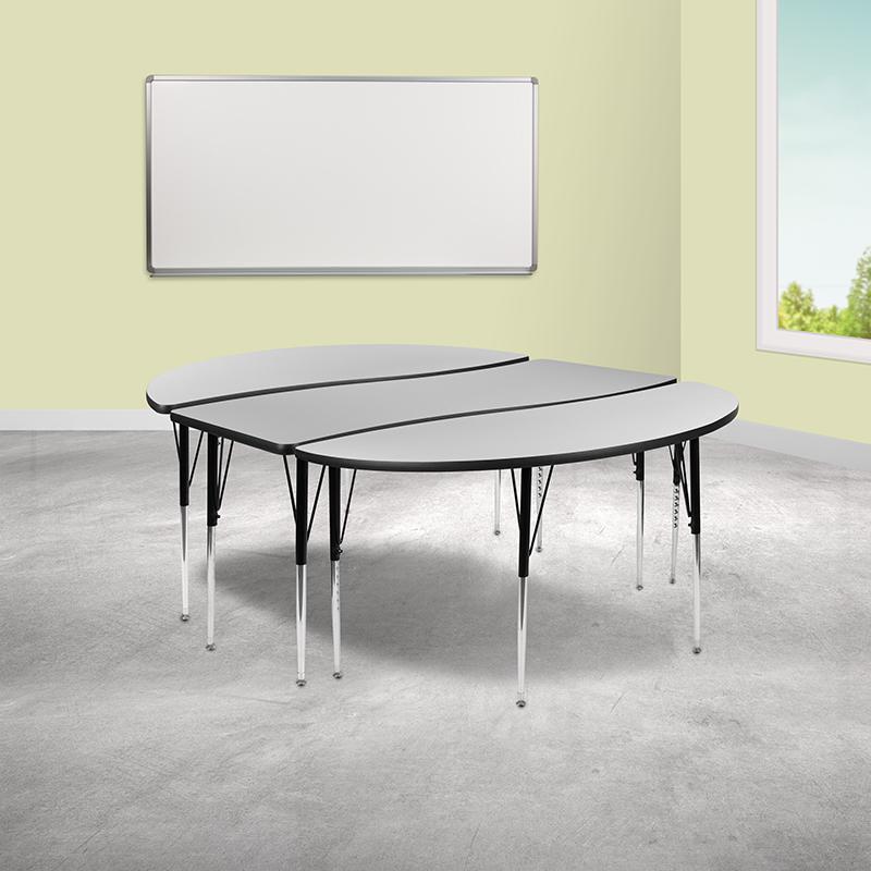 2 Piece 86'' Wave Grey Thermal Activity Table Set - Standard Height Legs - Flash Furniture