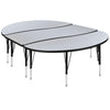 2 Piece 86'' Wave Grey Thermal Activity Table Set - Height Adjustable Short Legs - Flash Furniture