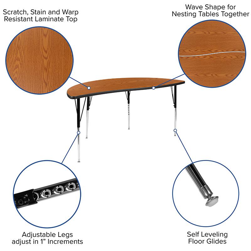 2 Piece 86'' Wave Oak Thermal Activity Table Set - Standard Height Legs - Flash Furniture