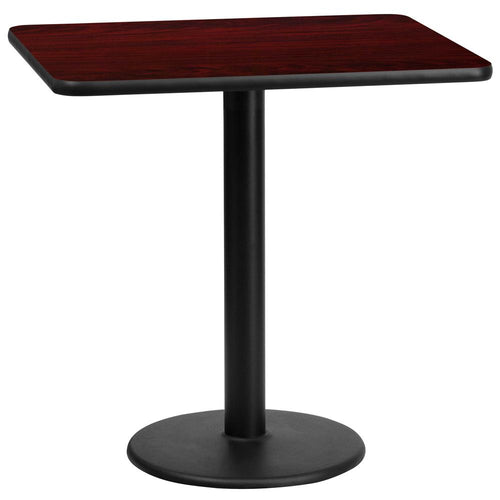 24'' x 30'' Rectangular Mahogany Table Top with 18'' Round Table Height Base - Flash Furniture