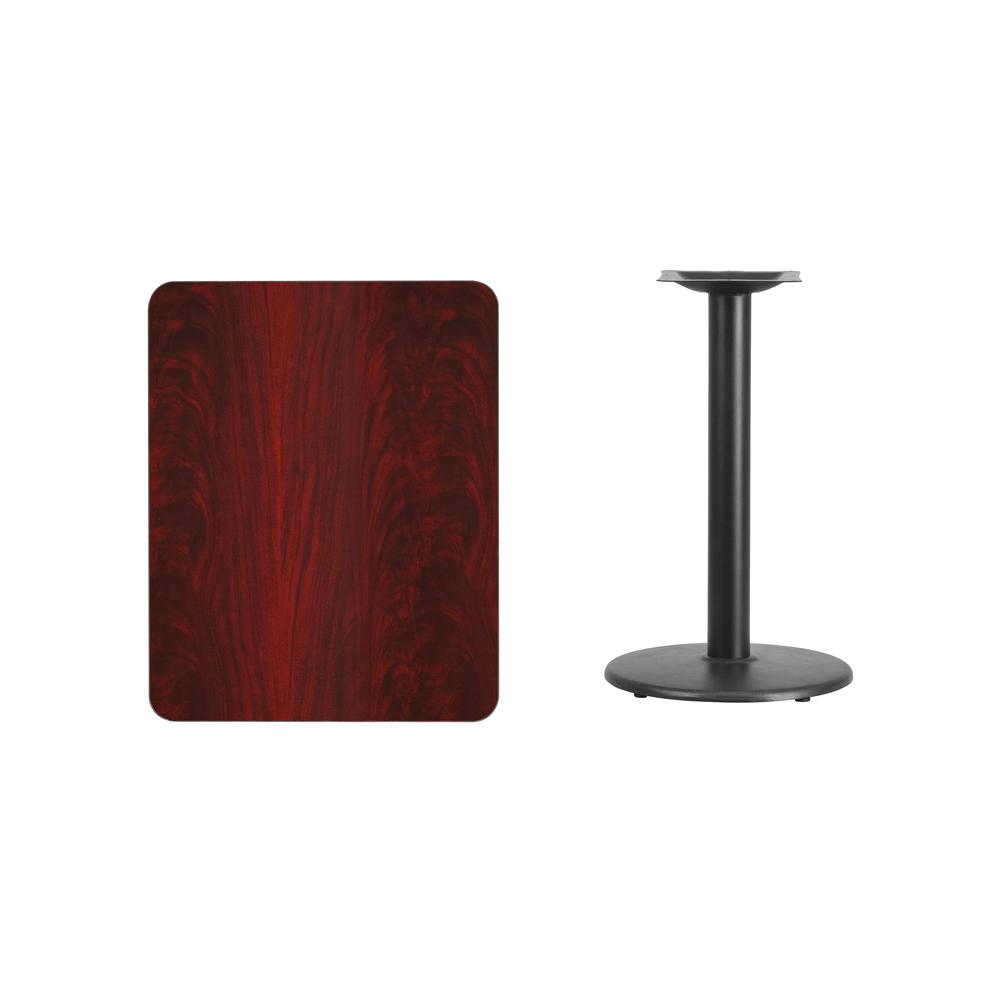 24'' x 30'' Rectangular Mahogany Table Top with 18'' Round Table Height Base - Flash Furniture