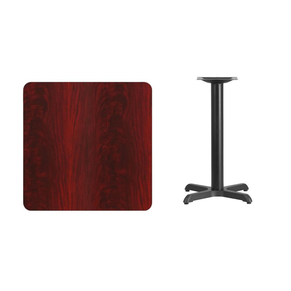 30'' Square Mahogany Laminate Table Top with 22'' x 22'' Table Height Base - Flash Furniture