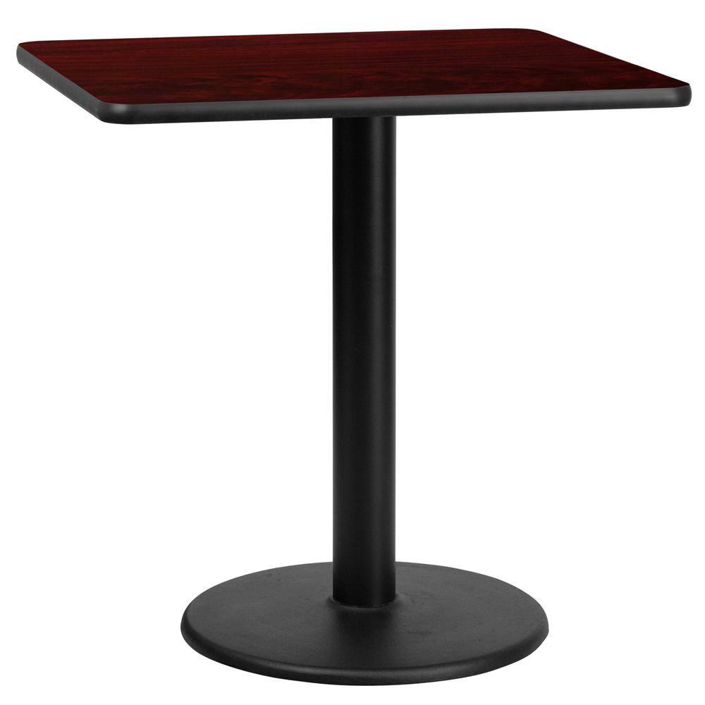 30'' Square Mahogany Laminate Table Top with 18'' Round Table Height Base - Flash Furniture