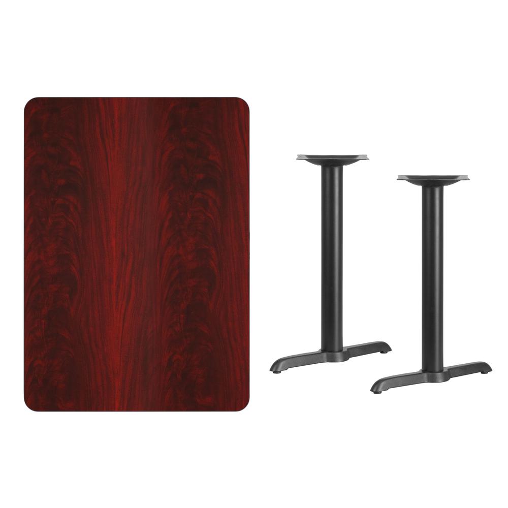 30'' x 42'' Rectangular Mahogany Table Top with 5'' x 22'' Table Height Bases - Flash Furniture