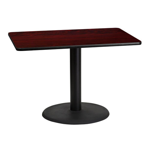30'' x 42'' Rectangular Mahogany Table Top with 24'' Round Table Height Base - Flash Furniture