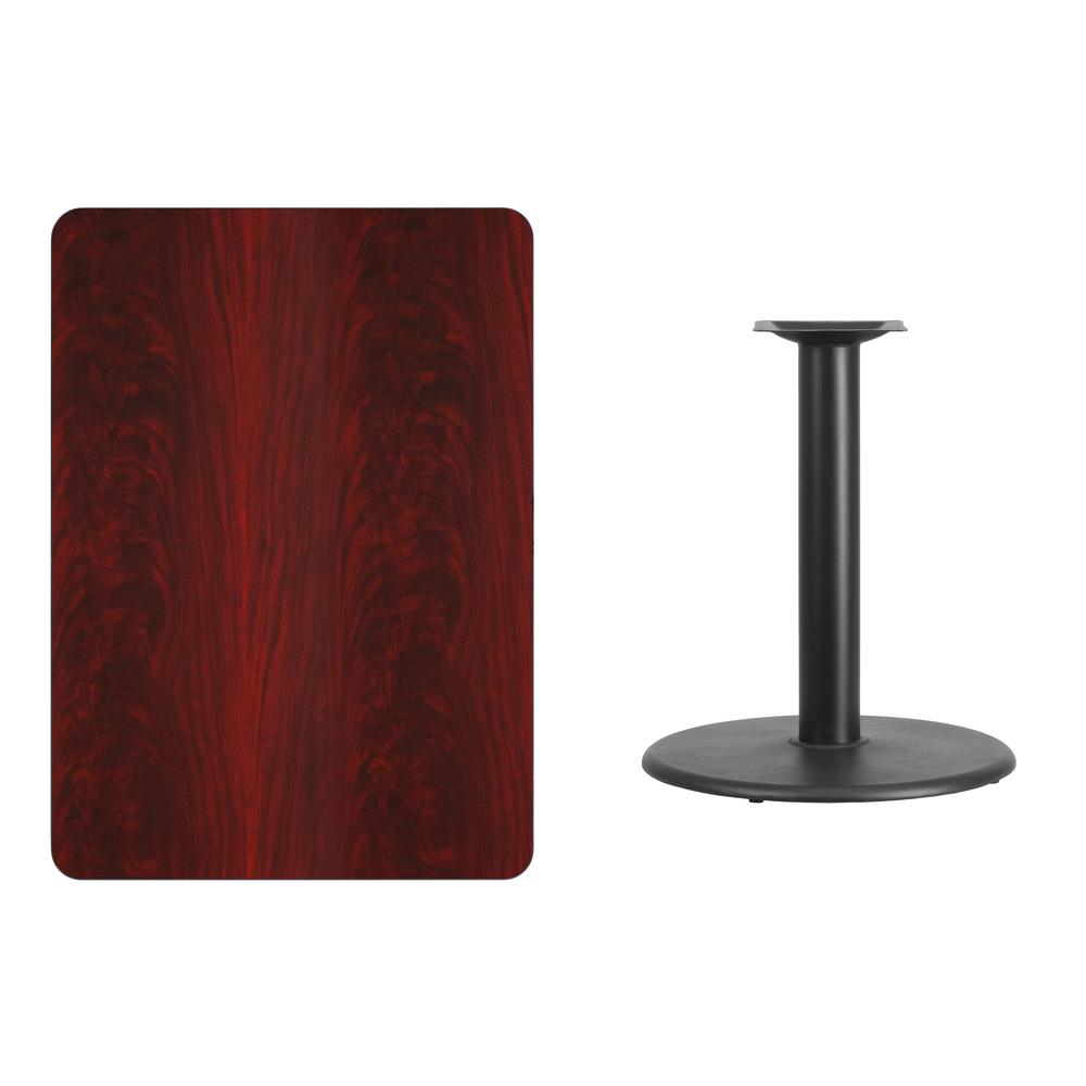 30'' x 42'' Rectangular Mahogany Table Top with 24'' Round Table Height Base - Flash Furniture