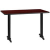30'' x 48'' Rectangular Mahogany Table Top with 5'' x 22'' Table Height Bases - Flash Furniture