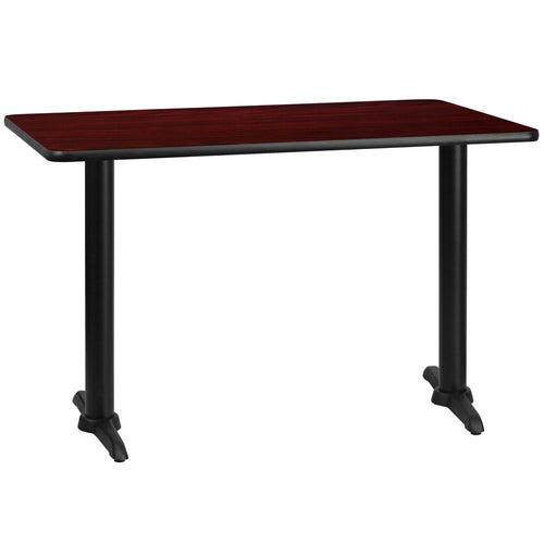 30'' x 48'' Rectangular Mahogany Table Top with 5'' x 22'' Table Height Bases - Flash Furniture