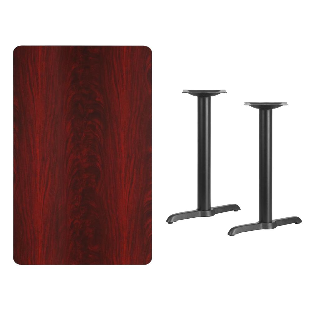 30'' x 48'' Rectangular Mahogany Table Top with 5'' x 22'' Table Height Bases - Flash Furniture
