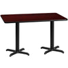 30'' x 60'' Rectangular Mahogany Table Top with 22'' x 22'' Table Height Bases - Flash Furniture
