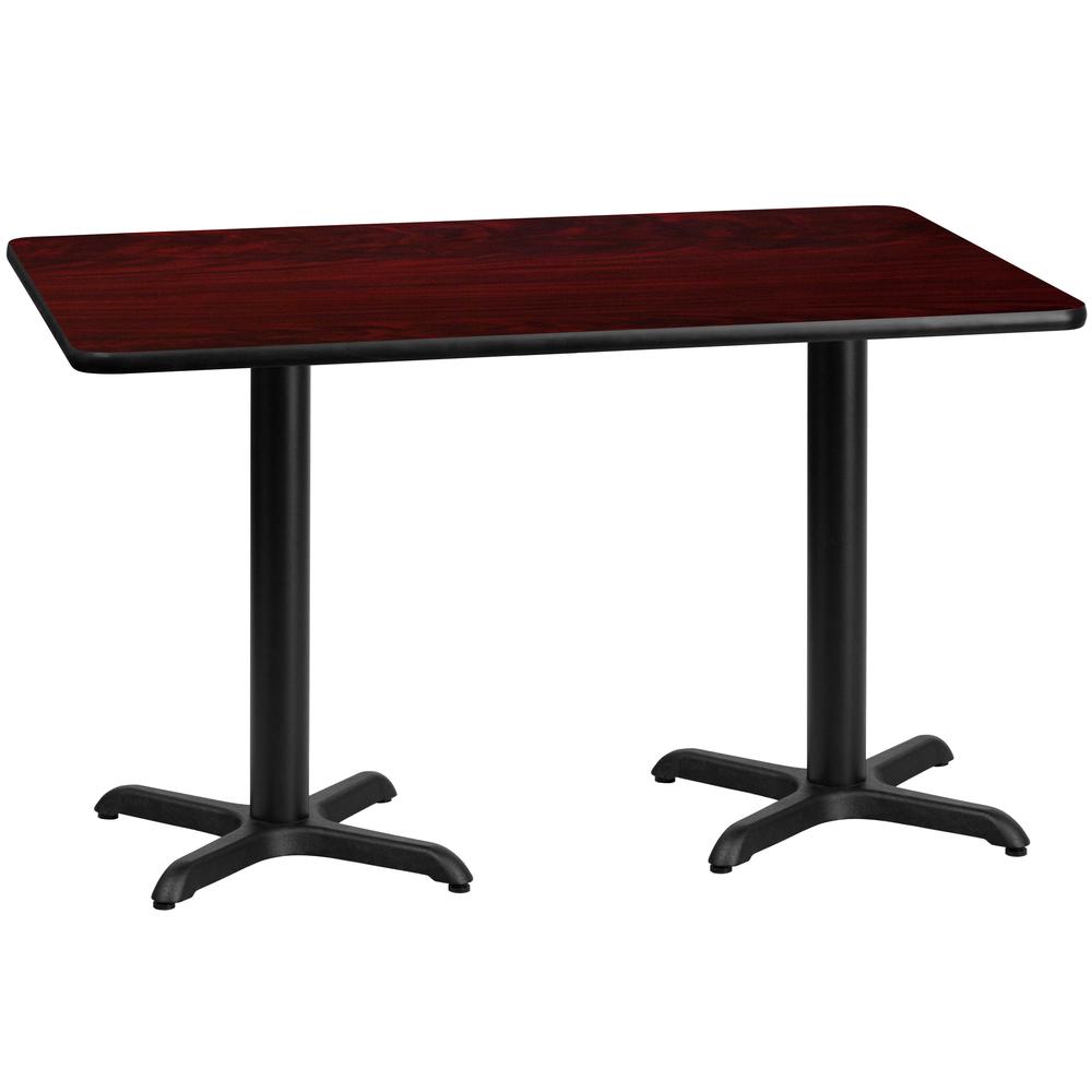 30'' x 60'' Rectangular Mahogany Table Top with 22'' x 22'' Table Height Bases - Flash Furniture