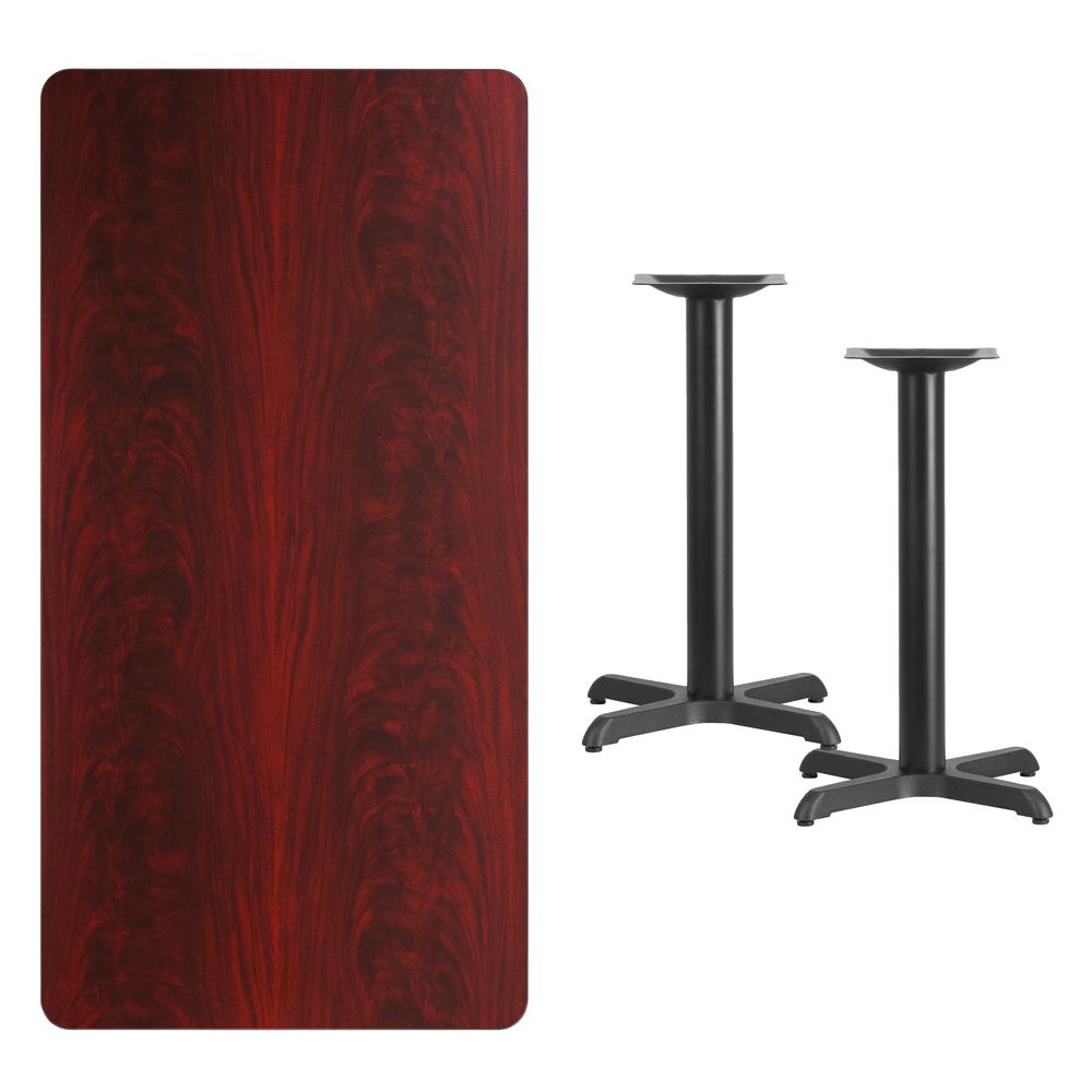 30'' x 60'' Rectangular Mahogany Table Top with 22'' x 22'' Table Height Bases - Flash Furniture