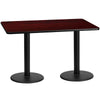 30'' x 60'' Rectangular Mahogany Table Top with 18'' Round Table Height Bases - Flash Furniture