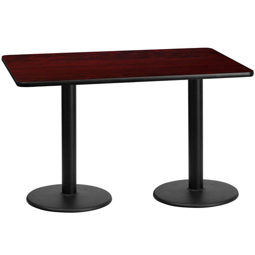 30'' x 60'' Rectangular Mahogany Table Top with 18'' Round Table Height Bases - Flash Furniture