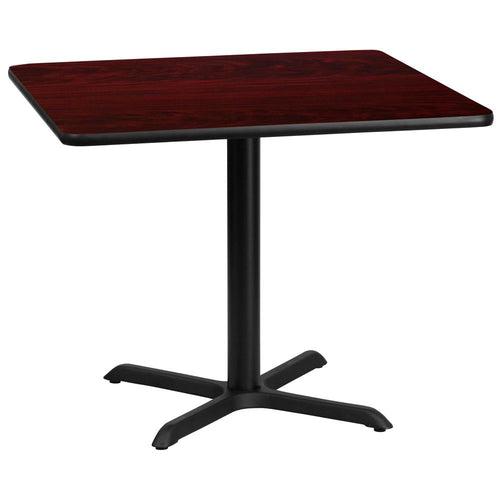 36'' Square Mahogany Laminate Table Top with 30'' x 30'' Table Height Base - Flash Furniture