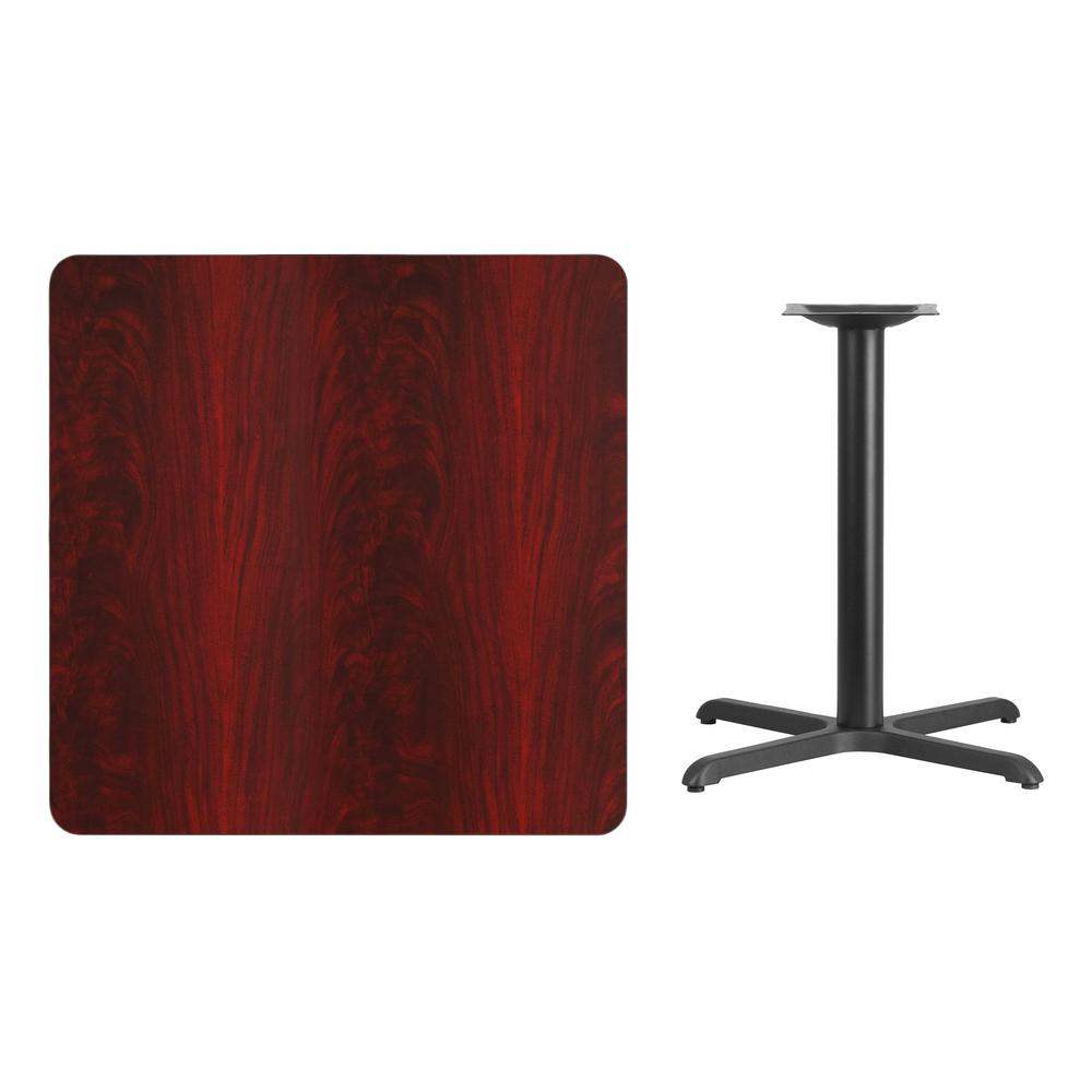 36'' Square Mahogany Laminate Table Top with 30'' x 30'' Table Height Base - Flash Furniture