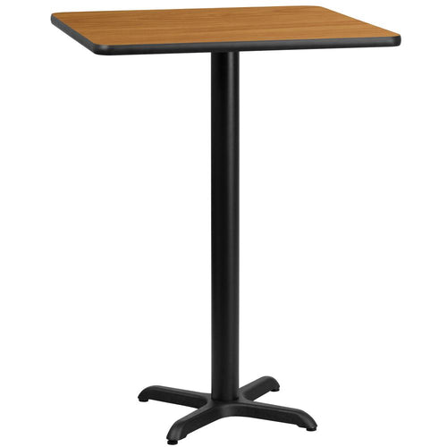 24'' Square Natural Laminate Table Top with 22'' x 22'' Bar Height Table Base - Flash Furniture