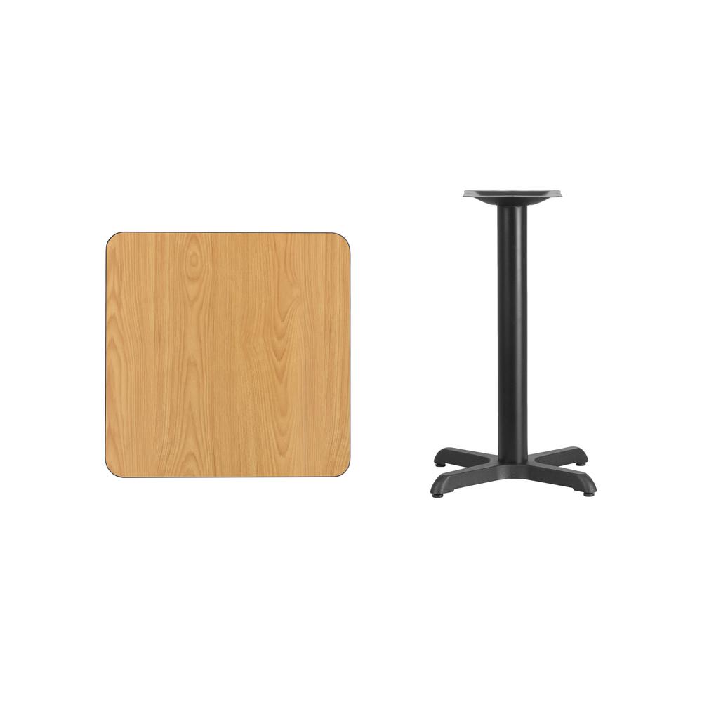 24'' Square Natural Laminate Table Top with 22'' x 22'' Table Height Base - Flash Furniture