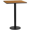 24'' Square Natural Laminate Table Top with 18'' Round Bar Height Table Base - Flash Furniture