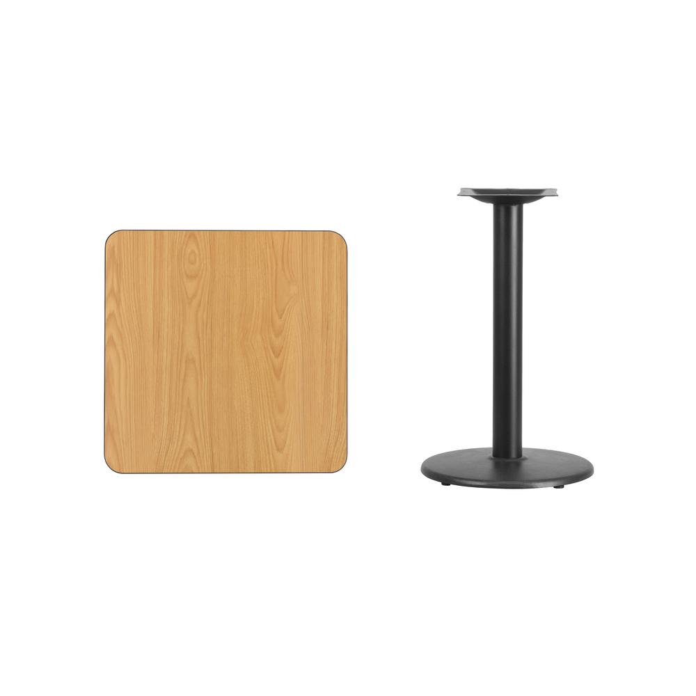 24'' Square Natural Laminate Table Top with 18'' Round Table Height Base - Flash Furniture