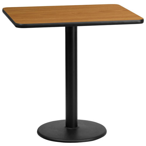 24'' x 30'' Rectangular Natural Table Top with 18'' Round Table Height Base - Flash Furniture