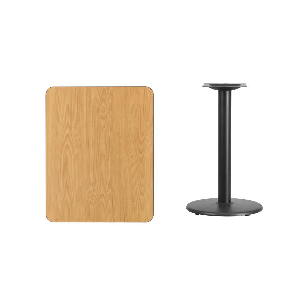 24'' x 30'' Rectangular Natural Table Top with 18'' Round Table Height Base - Flash Furniture