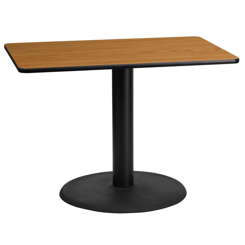 24'' x 42'' Rectangular Natural Table Top with 24'' Round Table Height Base - Flash Furniture