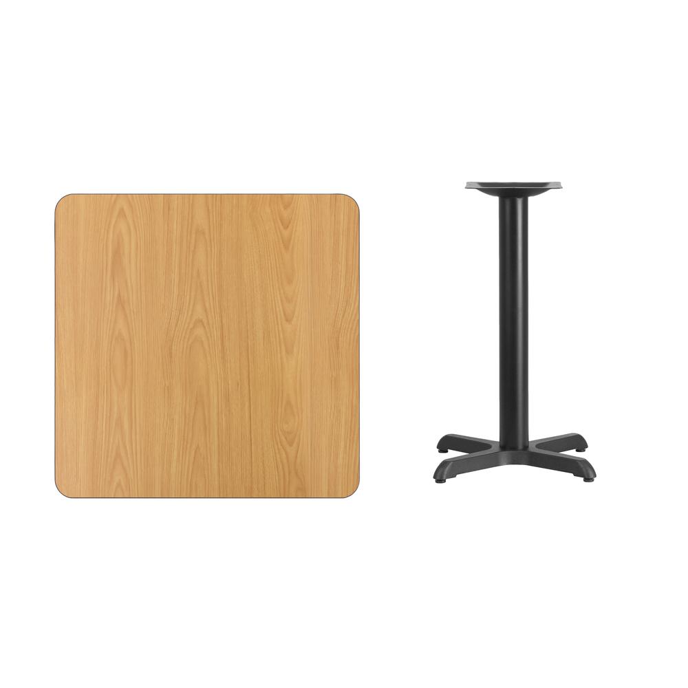 30'' Square Natural Laminate Table Top with 22'' x 22'' Table Height Base - Flash Furniture