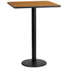 30'' Square Natural Laminate Table Top with 18'' Round Bar Height Table Base - Flash Furniture