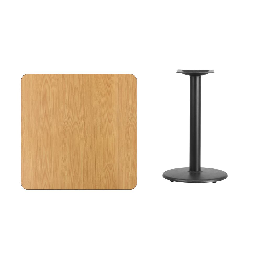 30'' Square Natural Laminate Table Top with 18'' Round Table Height Base - Flash Furniture