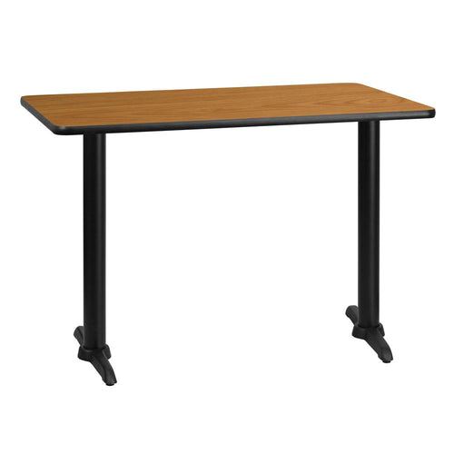 30'' x 42'' Rectangular Natural Table Top with 5'' x 22'' Table Height Bases - Flash Furniture