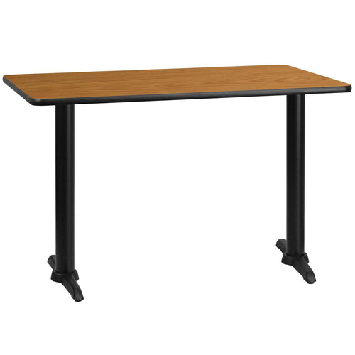 30'' x 48'' Rectangular Natural Table Top with 5'' x 22'' Table Height Bases - Flash Furniture