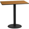 30'' x 48'' Rectangular Natural Table Top with 24'' Round Bar Height Table Base - Flash Furniture