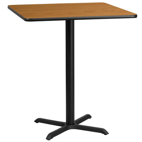 36'' Square Natural Laminate Table Top with 30'' x 30'' Bar Height Table Base - Flash Furniture