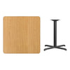 36'' Square Natural Laminate Table Top with 30'' x 30'' Table Height Base - Flash Furniture