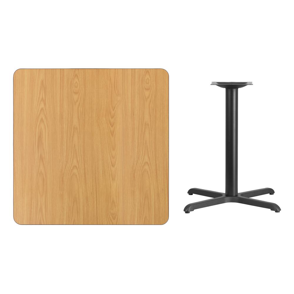 36'' Square Natural Laminate Table Top with 30'' x 30'' Table Height Base - Flash Furniture