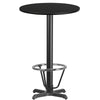 24'' Round Black Table Top with 22'' x 22'' Bar Height Table Base and Foot Ring - Flash Furniture