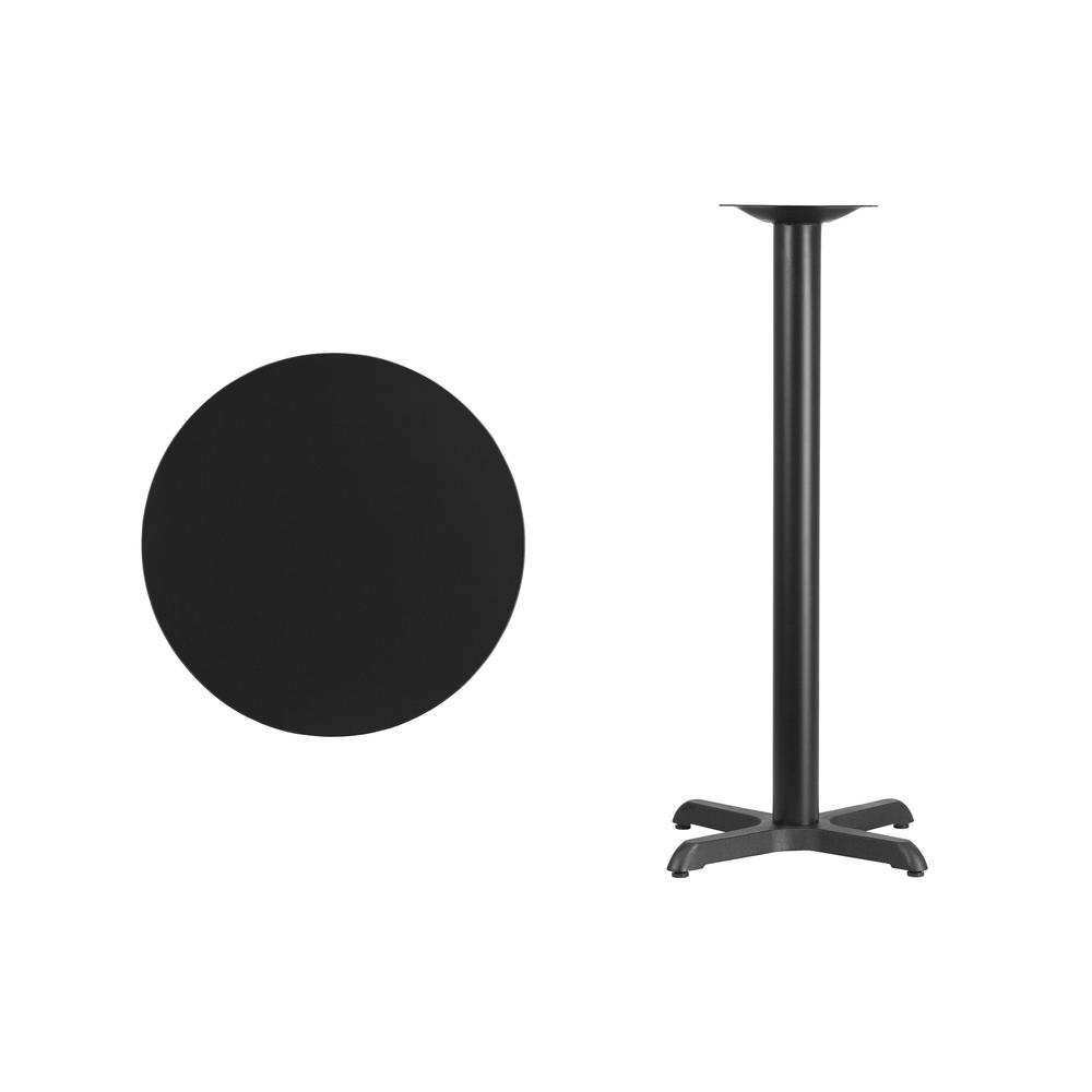 24'' Round Black Laminate Table Top with 22'' x 22'' Bar Height Table Base - Flash Furniture