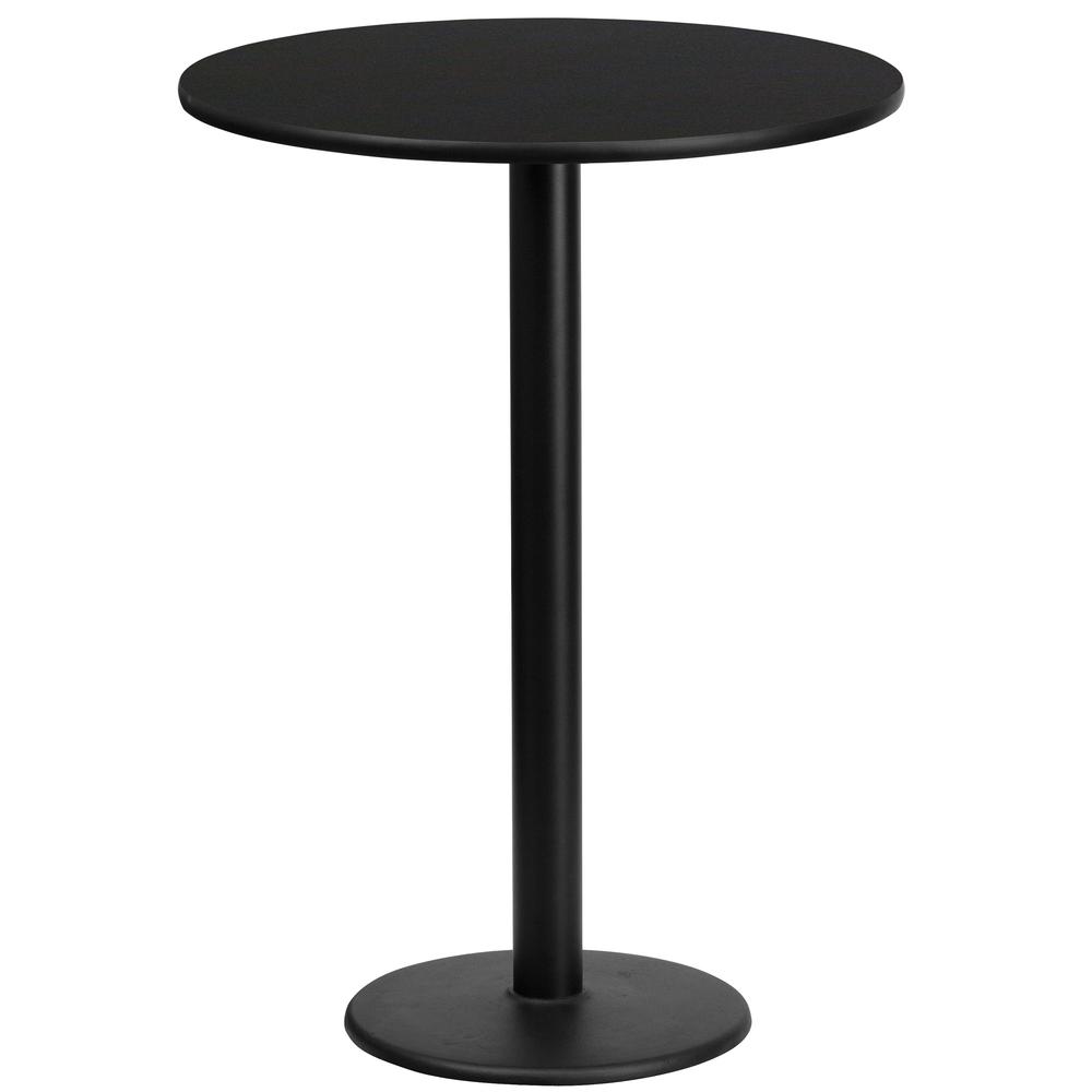 24'' Round Black Laminate Table Top with 18'' Round Bar Height Table Base - Flash Furniture