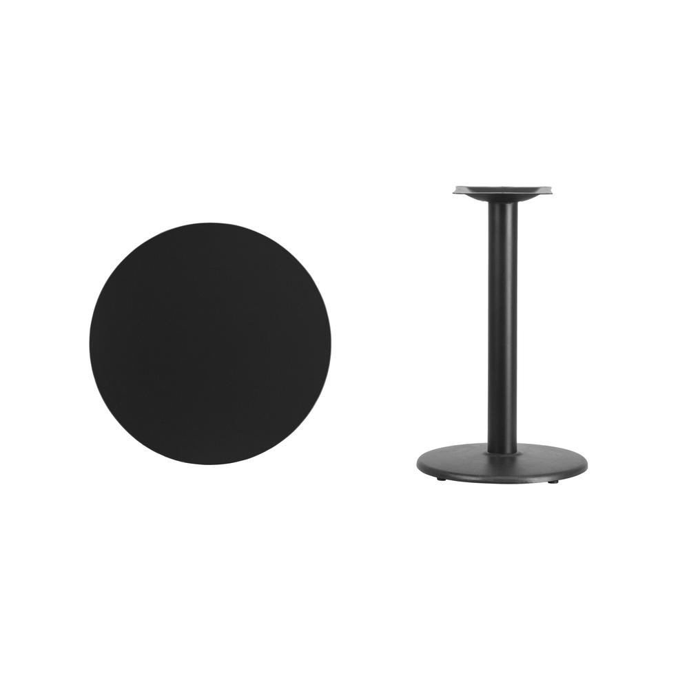 24'' Round Black Laminate Table Top with 18'' Round Table Height Base - Flash Furniture