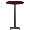 24'' Round Mahogany Laminate Table Top with 22'' x 22'' Bar Height Table Base - Flash Furniture