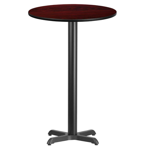 24'' Round Mahogany Laminate Table Top with 22'' x 22'' Bar Height Table Base - Flash Furniture