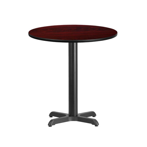 24'' Round Mahogany Laminate Table Top with 22'' x 22'' Table Height Base - Flash Furniture