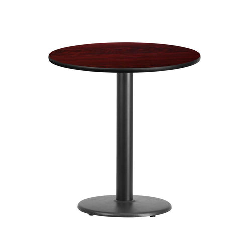 24'' Round Mahogany Laminate Table Top with 18'' Round Table Height Base - Flash Furniture