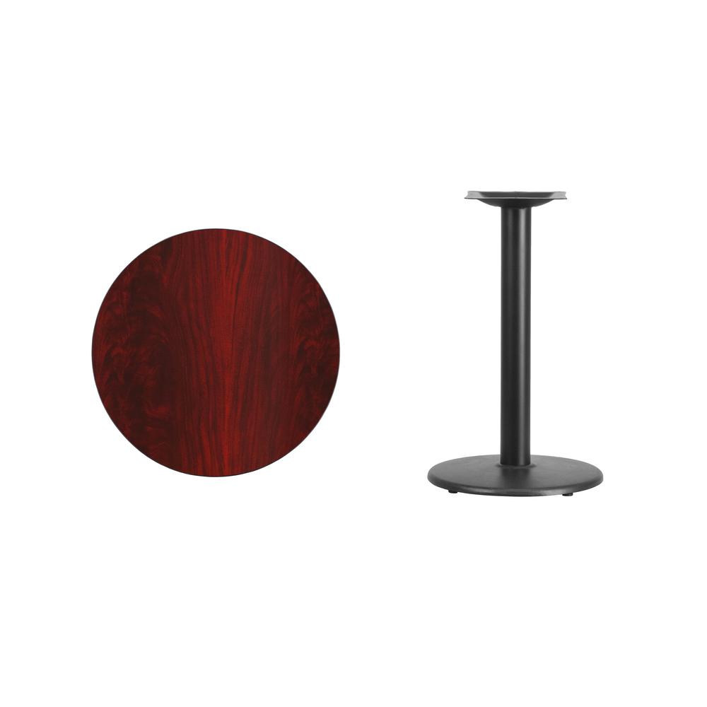 24'' Round Mahogany Laminate Table Top with 18'' Round Table Height Base - Flash Furniture